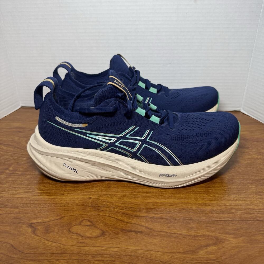 Asics Womens Gel Nimbus 26 1012B601 Blue Running Shoes Sneakers Size 10